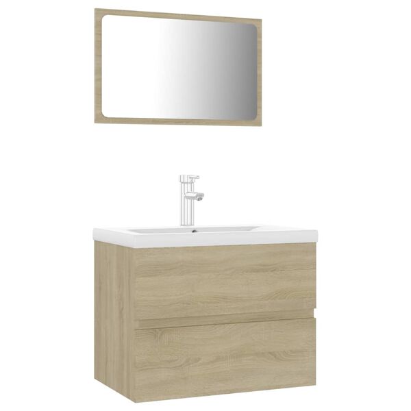 vidaXL Set Mobili da Bagno Rovere Sonoma in Legno Multistrato