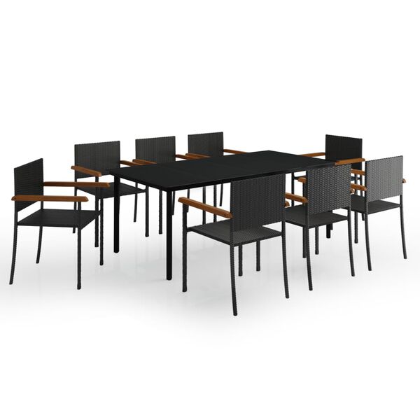 vidaXL Set da Pranzo da Giardino 9 pz Nero