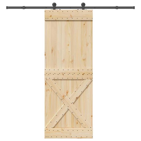 vidaXL Porta Scorrevole con Set Hardware 85x210 cm Legno Massello Pino