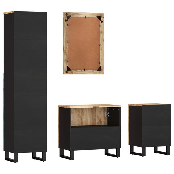 vidaXL Set Mobili da Bagno 4 pz in Legno Massello di Mango