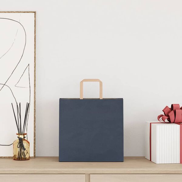 vidaXL Sacchetti di Carta 50 pz con Manici Blu 26x17x25 cm