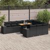 vidaXL Set Divani Giardino 10pz con Cuscini Nero in Polyrattan Acacia