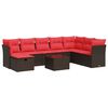 vidaXL Set Divani da Giardino 9pz con Cuscini Marrone in Polyrattan