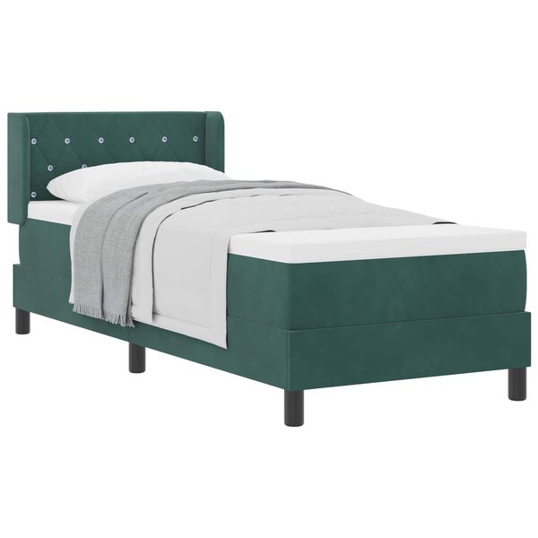 vidaXL Letto a molle con materasso Verde Scuro 200 x 80 cm Poliestere