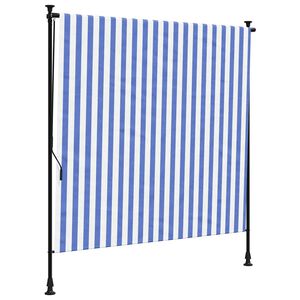 vidaXL Tenda a Rullo Esterno Blu e Bianca 200x270cm Tessuto e Acciaio