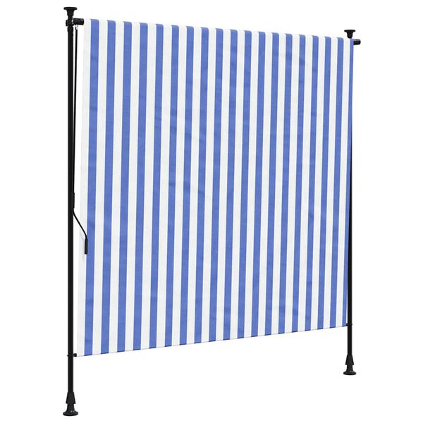 vidaXL Tenda a Rullo Esterno Blu e Bianca 200x270cm Tessuto e Acciaio