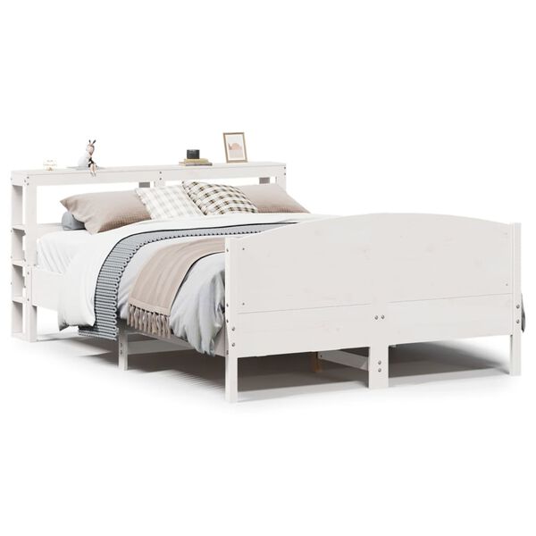vidaXL Letto senza Materasso Bianco 135x190 cm Legno Massello di Pino