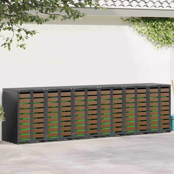 vidaXL Contenitore per Rifiuti per 3 Bidoni 340 x 77.5 x 115.5 cm