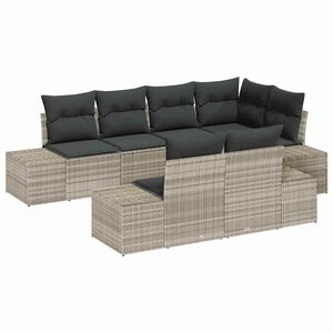 vidaXL Set Divano da Giardino 7 pcs Grigio chiaro polyrattan