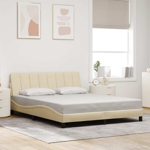 vidaXL Giroletto senza Materasso Hanko Crema 160x200 cm in Tessuto