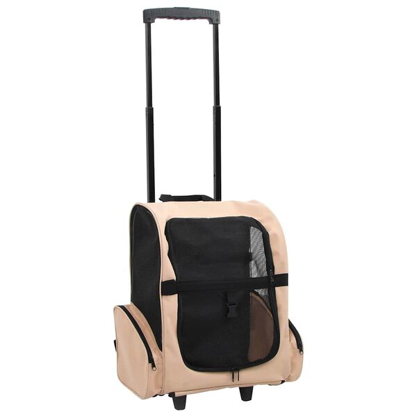 vidaXL Trolley Trasportino per Animali Pieghevole Multifunzione Beige