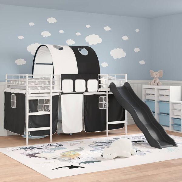 vidaXL Struttura del letto loft per bambini Bianco e Nero 80 x 200 cm