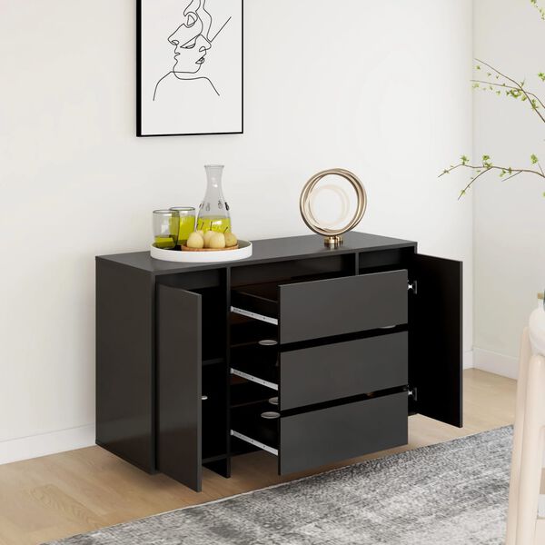 vidaXL Credenza con 3 Cassetti Nera 120x41x75 cm in Truciolato