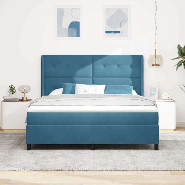 vidaXL Letto a molle con testiera Blu 180 x 200 cm Velluto