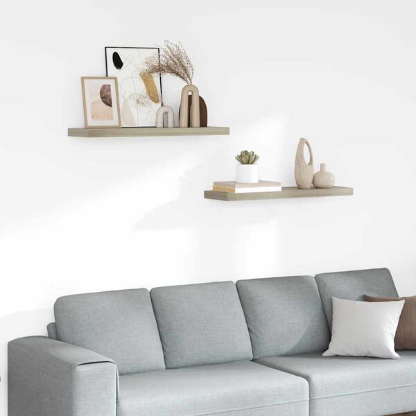 vidaXL Scaffali a Parete 2 pz Rovere 80x23,5x3,8 cm in MDF