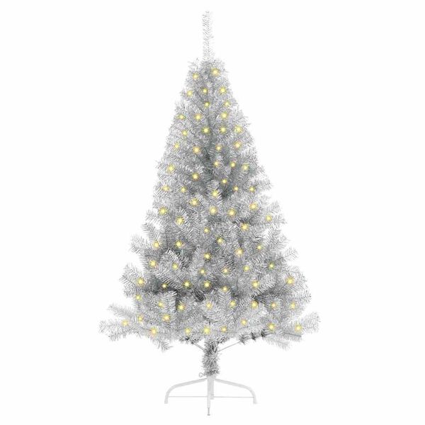 vidaXL Albero di Natale artificiale con luci integrate Argento 150 cm