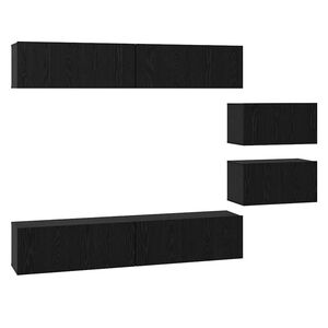 vidaXL Set mobile TV 6 pcs Rovere Nero Legno multistrato