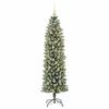 vidaXL Albero di Natale Artificiale Sottile Verde e Bianco 180 cm