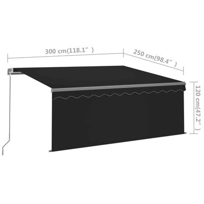 vidaXL Tenda da Sole Retrattile Manuale con LED 3x2,5 m Antracite