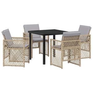 vidaXL Set da Pranzo per Giardino 5 pcs Beige polyrattan
