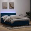 vidaXL Letto a Molle con Materasso e LED Blu Scuro 160x220 cm in Velluto