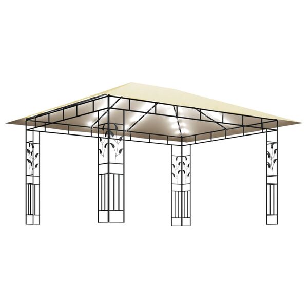 vidaXL Gazebo con Zanzariera e Luci LED 4x3x2,73 m Crema
