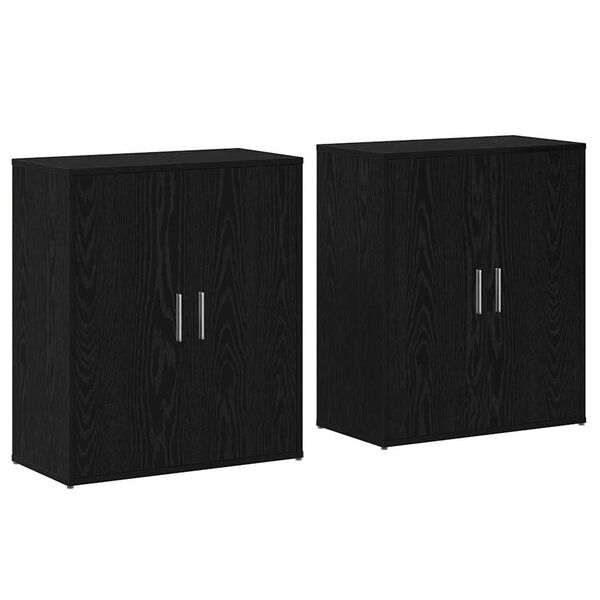 vidaXL Credenza 2 pcs Rovere Nero 60 x 31 x 70 cm Legno multistrato