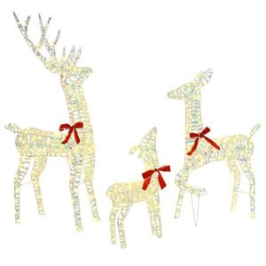 vidaXL Famiglia di Renne 3 pz Bianco caldo 67 x 26 x 127 cm PET