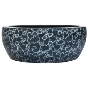 vidaXL Lavabo da Appoggio Nero e Blu Rotondo &Phi;41x14 cm Ceramica