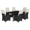 vidaXL Set da Pranzo da Giardino 7 pz Nero con Cuscini in Polyrattan