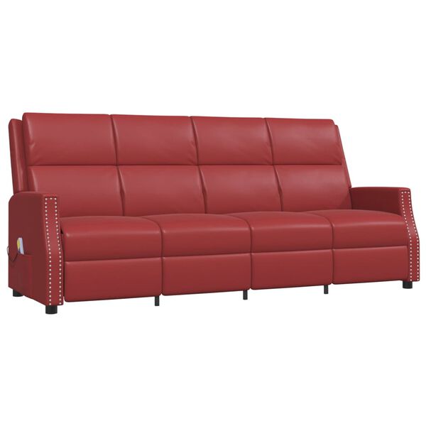 vidaXL Poltrona Massaggiante Reclinabile 4 Posti Rosso Vino Similpelle