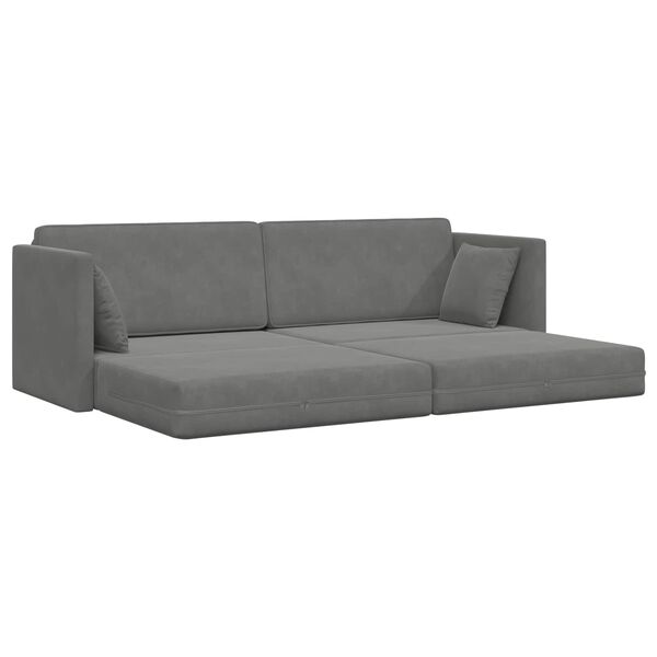 vidaXL Divano-letto da pavimento 200cm Grigio scuro Velluto
