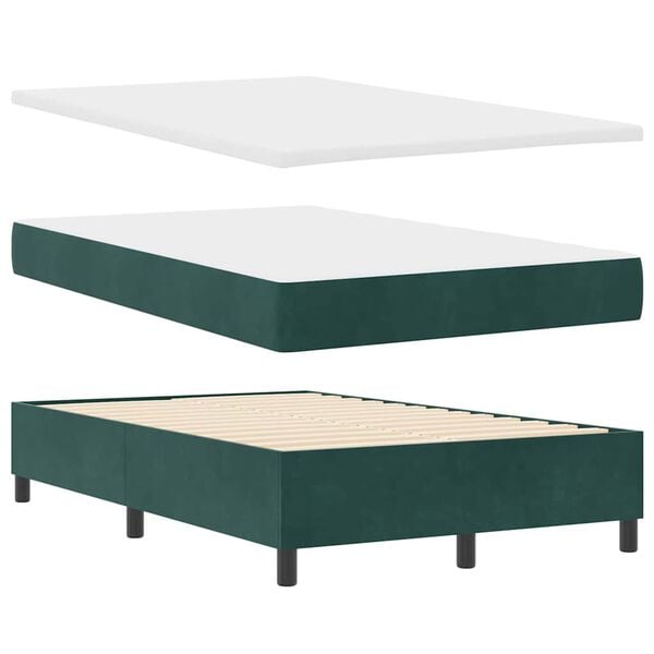 vidaXL Letto a molle con materasso Verde scuro 120 x 190 cm Velluto