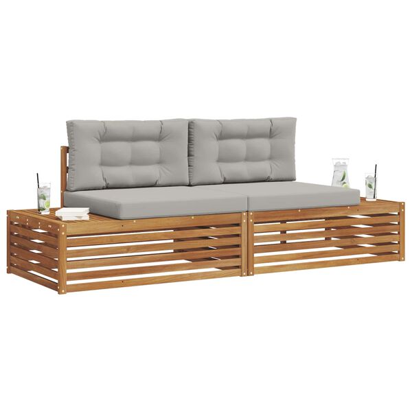 vidaXL Set di divani da esterno 2 Pezzo Grigio Naturale e Chiaro