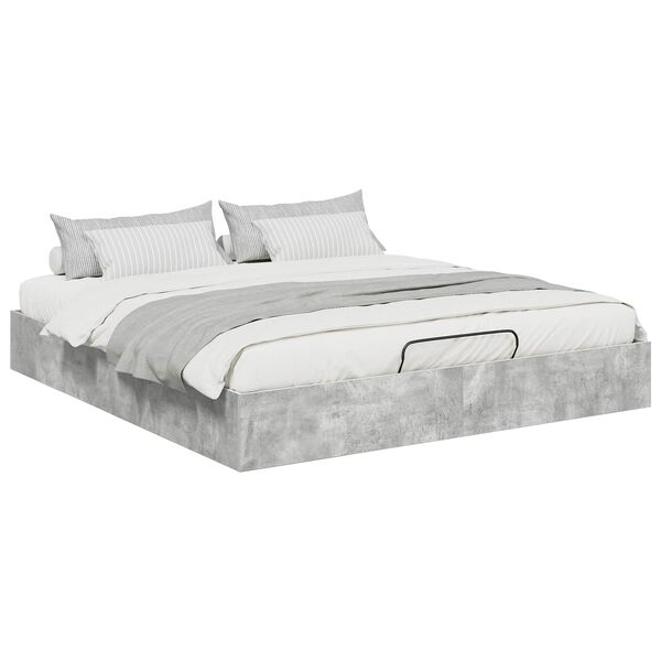 vidaXL Letto ottomano Grigio cemento 160 x 200 cm Legno multistrato