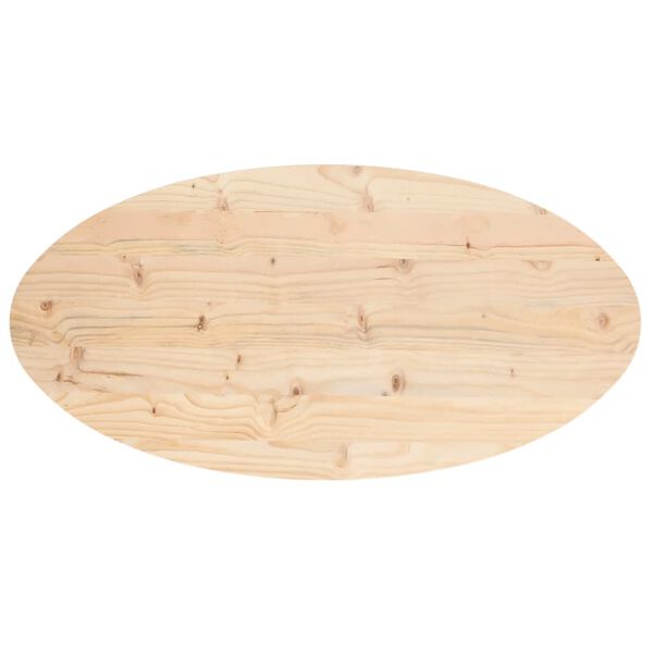 vidaXL Piano Tavolo 110x55x2,5 cm in Legno Massello di Pino Ovale