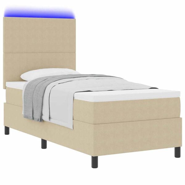 vidaXL Letto a Sorgente LED Grigio chiaro e bianco 100 x 200 cm