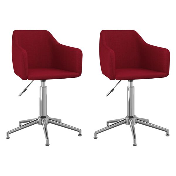 vidaXL Sedie da Pranzo Girevoli 2 pz Rosso Vino in Tessuto