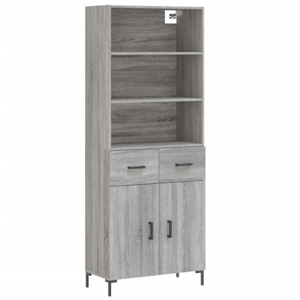 vidaXL Credenza Grigio Sonoma 69,5x34x180 cm in Legno Multistrato