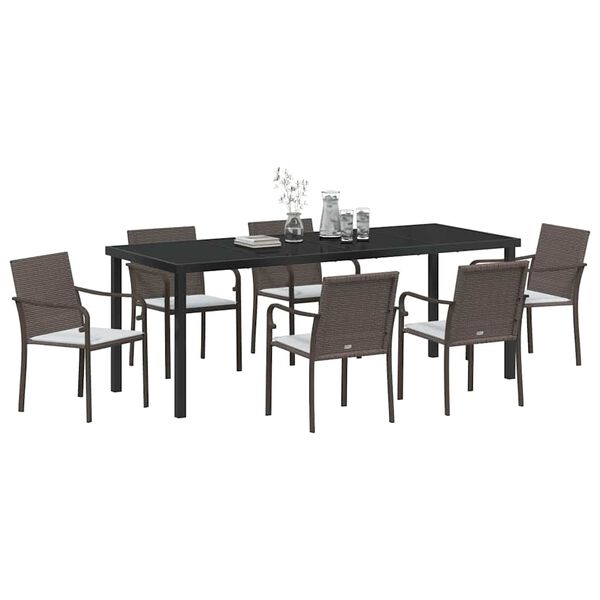 vidaXL Set da Pranzo per Giardino 7 pcs Marrone e Nero Rattan in PE