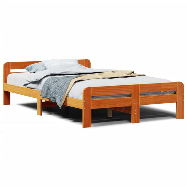 vidaXL Letto senza Materasso Marrone Cera 135x190 cm in Legno di Pino
