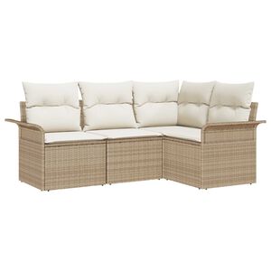 vidaXL Set Divano da Giardino con cuscino 4 pcs Beige polyrattan
