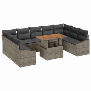 vidaXL Set Divano da Giardino 10 pz Grigio e Marrone