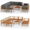 vidaXL Set Divani Giardino 10 pz Cuscini Grigi Legno Massello di Teak