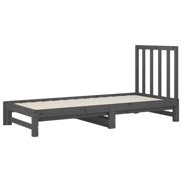 vidaXL Dormeuse Estraibile Grigia 2x(90x200) cm Legno Massello di Pino