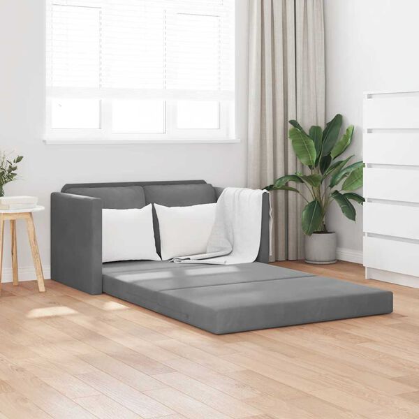 vidaXL Divano Letto da Terra 2 in 1 Grigio Scuro 122x204x55 cm Velluto