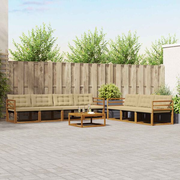 vidaXL Set di divani da esterno con cuscino 8 pcs Naturale e Beige