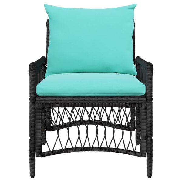 vidaXL Sedia da Giardino con cuscino Nero 73 x 61 x 77 cm polyrattan