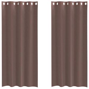 vidaXL Tende in Voile con Occhielli 2 pz Marrone 140x225 cm