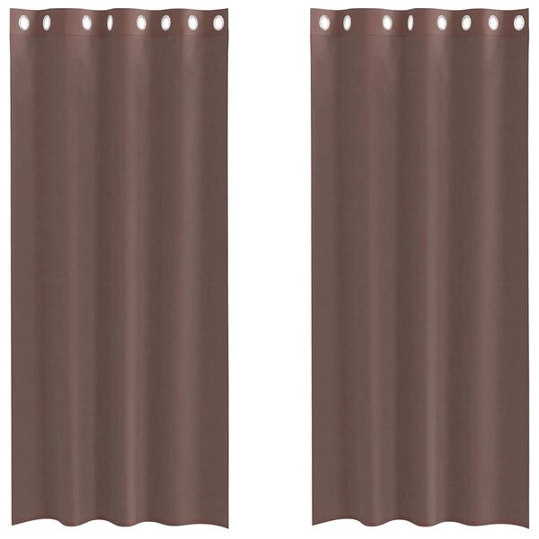 vidaXL Tende in Voile con Occhielli 2 pz Marrone 140x225 cm